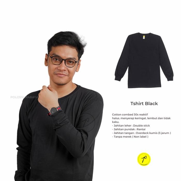 

AT Black solid cotton combed 30s reaktif (longsleeve)