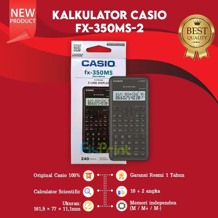 

Casio FX-350MS 2 Calculator Scientific Kalkulator Ilmiah Standar New