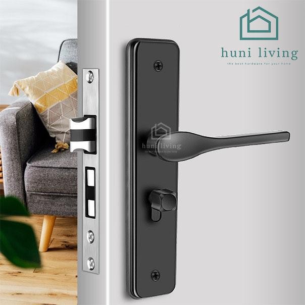 Set Kunci Pintu Tanggung KOTAK LENGKUNG HITAM / Set Gagang Pintu