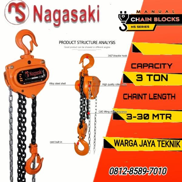 Terlaris Chain Block / Takel 3 Ton X 5 Meter Nagasaki