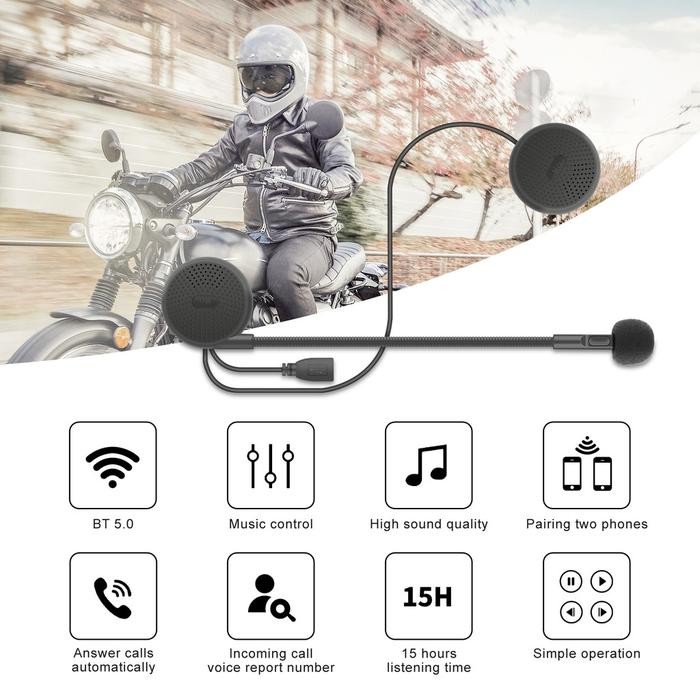 Headset Bluetooth Helm M6 Wireless Bluetooth Helmet Speaker Tipis Cocok Untuk Helm Full Face