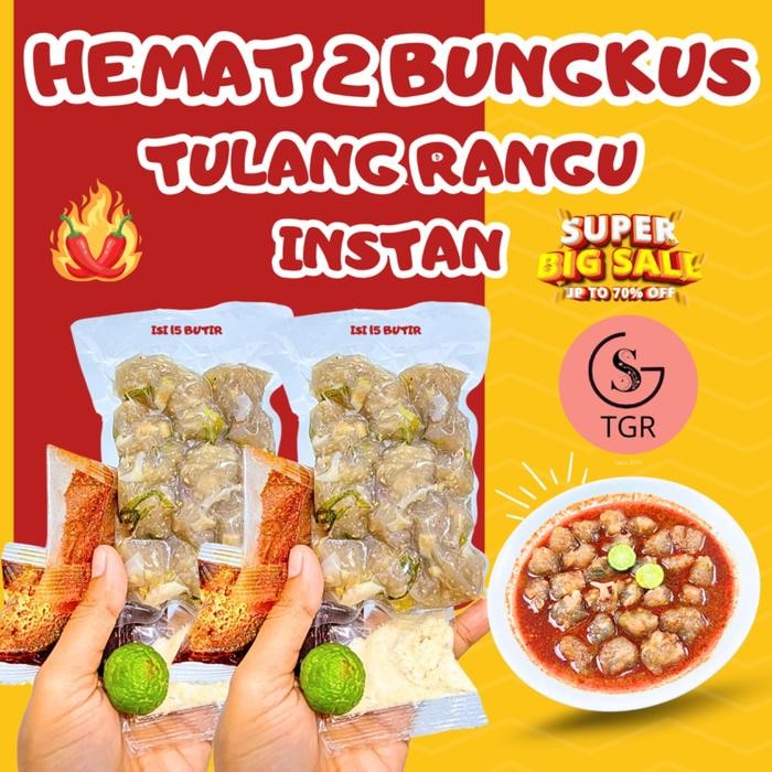 

New Hemat 2 Bungkus Baso Aci Tulang Rangu Instan Isi [15 butir] Kuah Chilli Oil Dengan Bumbu Lengkap
