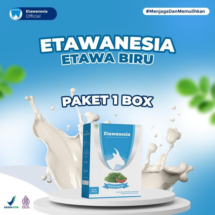 

New Paket 1 box Etawanesia Etawabiru Susu bubuk Kambing & Ekstrak Daun Kelor