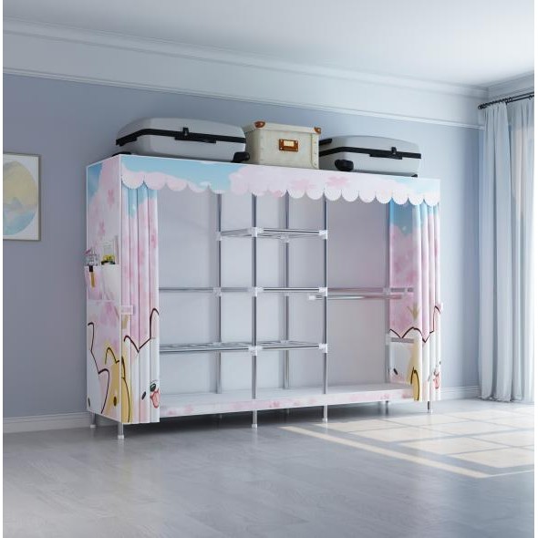 Lemari Pakaian 20Mm Pipa Lemari Pakaian Portable Tabung Baja Perlindungan Debu Lemari Pakaian Anak