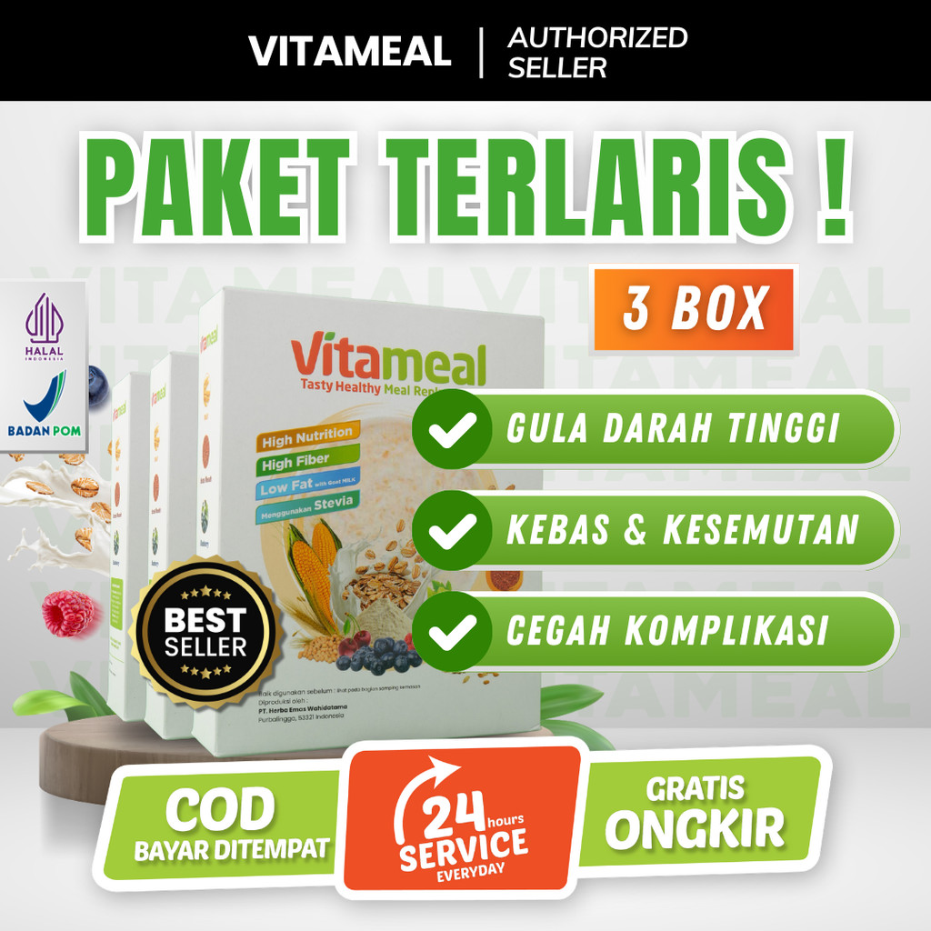 

Vitameal 3 Box – Paket Terlaris Asli Resmi Turunkan Gula Darah Fitameal Cegah Komplikasi Ampuh Redakan Kesemutan Kolesterol dan Neuropati Diabetes VITAMIL KESEMUTAN