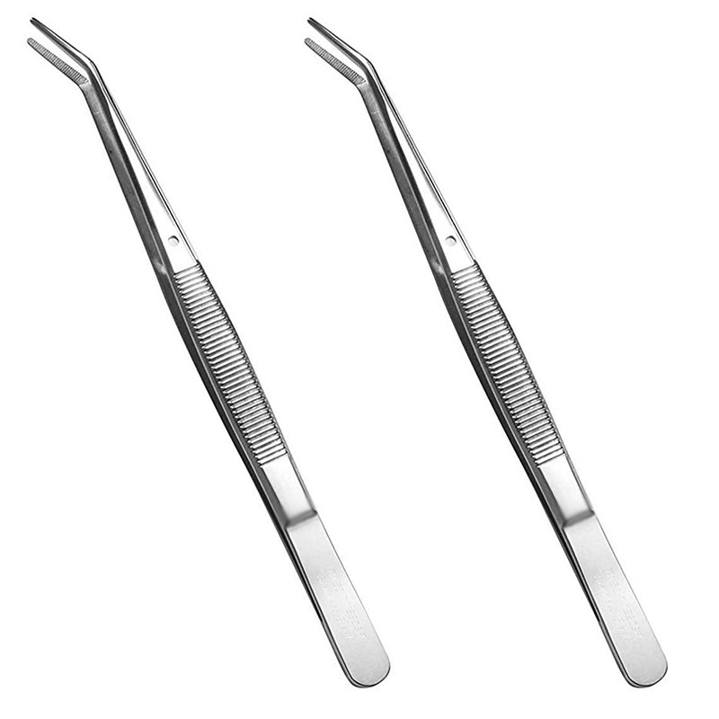 Stainless Steel Tweezers, With Curved Serrated Tip Multipurpose Tweezers Sewing Machine Tweezers