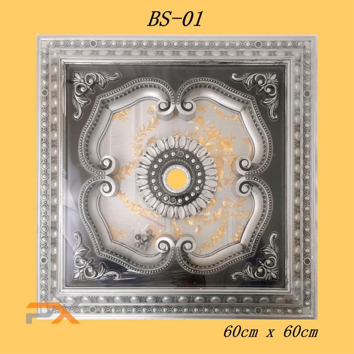 fiting lampu plafon pvc 60x60 kotak / ornamen plafon gratis lampu LED