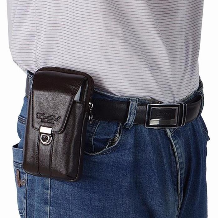 TERLARIS dompet hp pinggang pria kulit asli sarung hp horizontal hp 6,5 inch