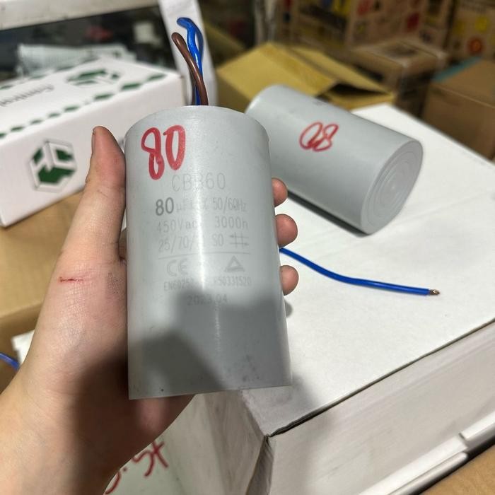Kapasitor Pompa 80 UF Kapasitor bulat kabel 80 MF Kapasitor 80 mikro