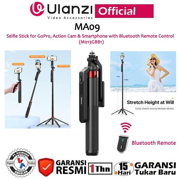 Promo Ulanzi Ma09 Selfie Stick With Remote For Action Cam & Smartphone