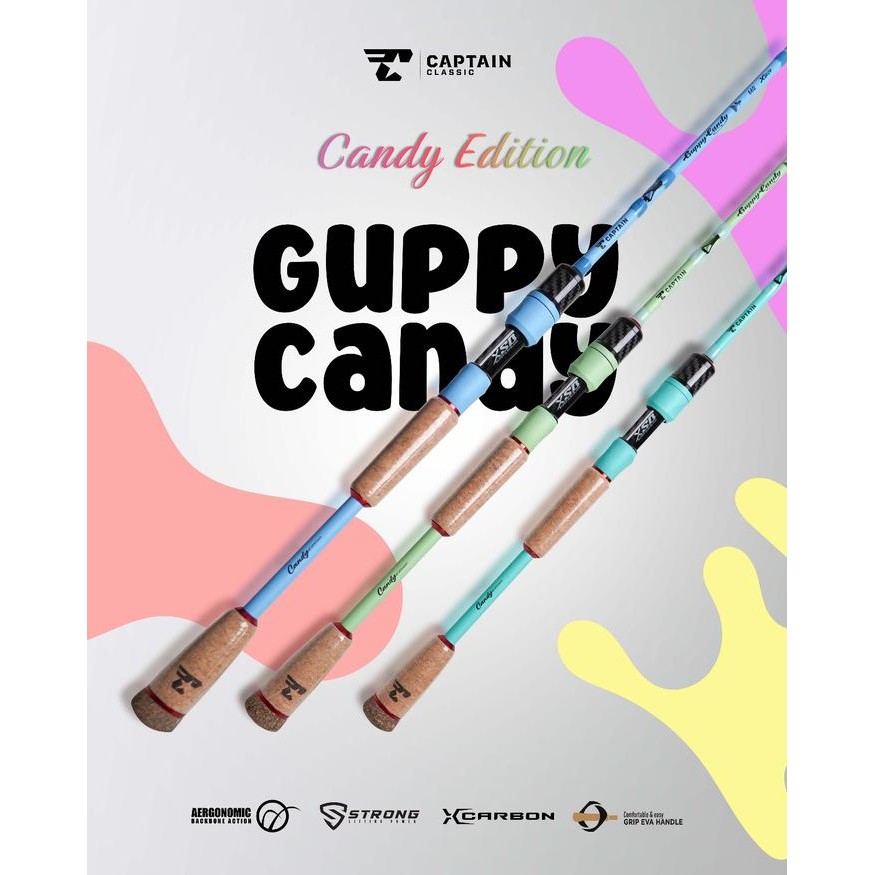 Joran Pancing, Carbon Hollow Captain GUPPY CANDY UL X 24T, 198cm, 210cm, 3 Warna, PAPER CORE