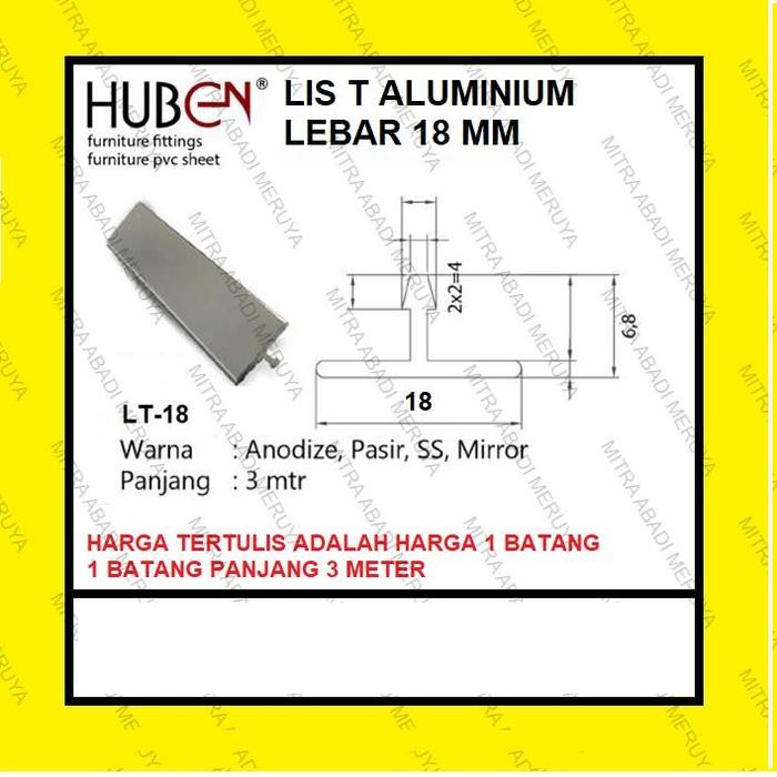 Profil Alumunium Lis Penutup Celah Tali Air LT Lis T Aluminium 20 mm