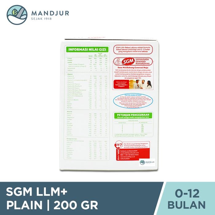 Sgm Llm+ Susu Formula Bayi Bebas Laktosa 200 Gr
