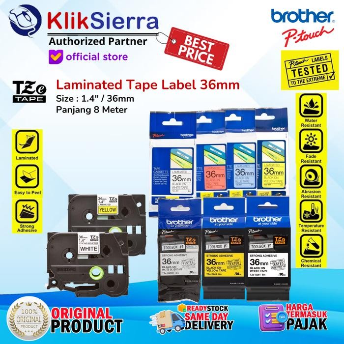 Unik Brother Original Tape Label 36Mm Tze-261 Tze261 Tze-461 Tze461 Tze-561 Tze561 Tze-661 Tze661