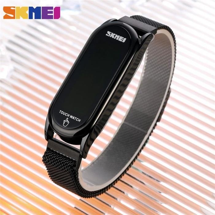 Jam Tangan Wanita Digital Touch Screen Layar Sentuh Tali Stainless Magnet Skmei 1697