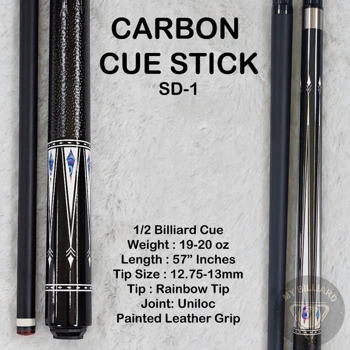 Carbon Cue SD-1 Stick Billiard 13mm - Stik Billiar Cue Karbon Graphite