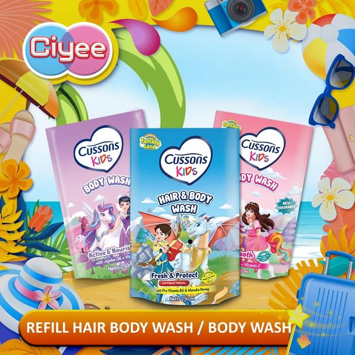 Cussons Kids Body Wash 250Ml Refill - Shampoo Sabun Mandi Anak 2In1 - Cusson Kids Hair Body - CIYEE