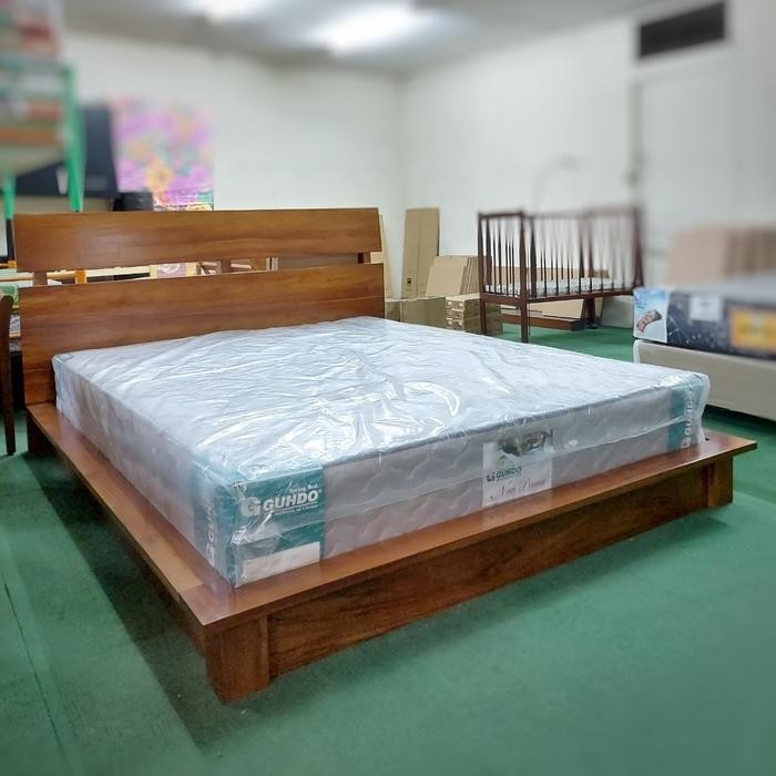 Set Tempat Tidur Nimalis Kayu Jati + Kasur Springbed Guhdo - Ranjang