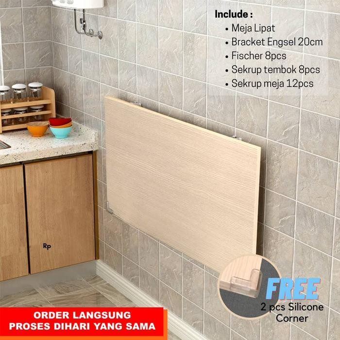 Meja Makan Laptop Gantung Lipat Tembok Engsel 60 X 40 Cm Serba Guna