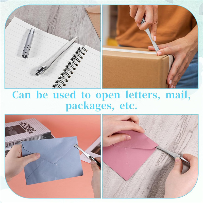 

Precisionn Ergonomic Metal Letter Openers, 2-Pack Envelope Slitter Tool For Easy Mail Opening At