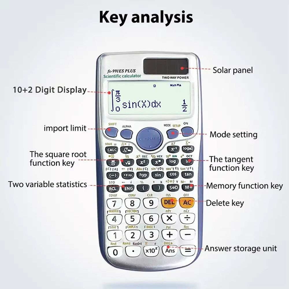 

417 Functions Engineering Scientific Calculator ABS 2-Line Solar Function Calculator Standard Math