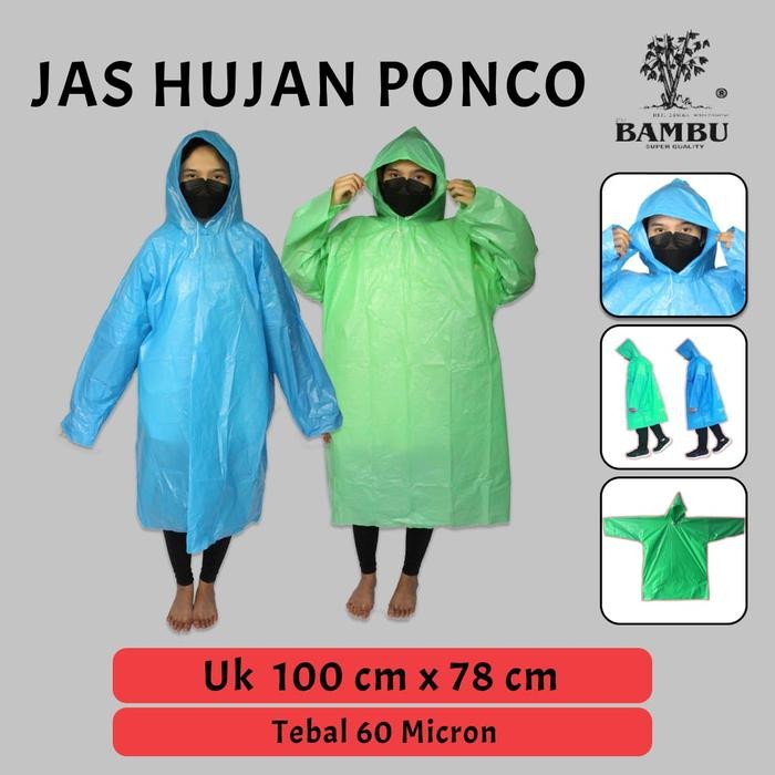 

Jas hujan plastik model ponco merk bambu
