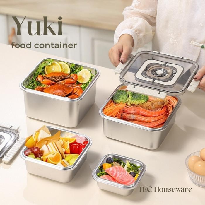 

TECYUKI Kotak Wadah Penyimpanan Makanan Sayuran Buah Stainless 304