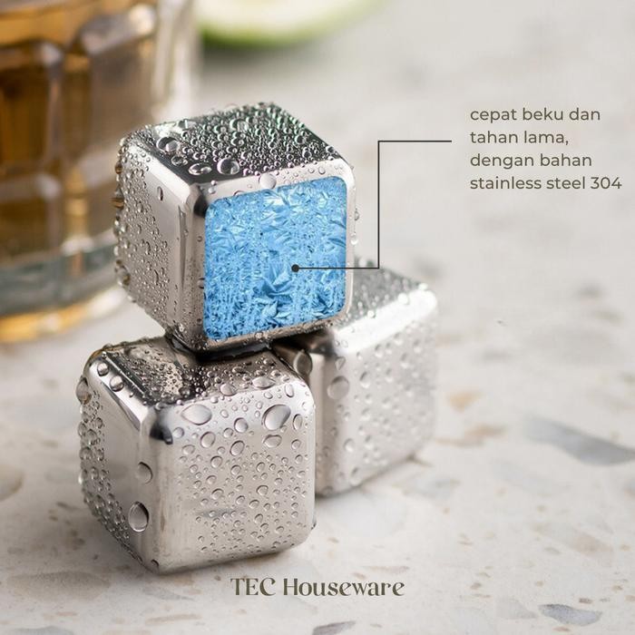 

TECCUBE Es Batu Stainleess Steel Cube Food Grade Dapat Capit Ice Cube Reusable Pendingin SUS304 Es