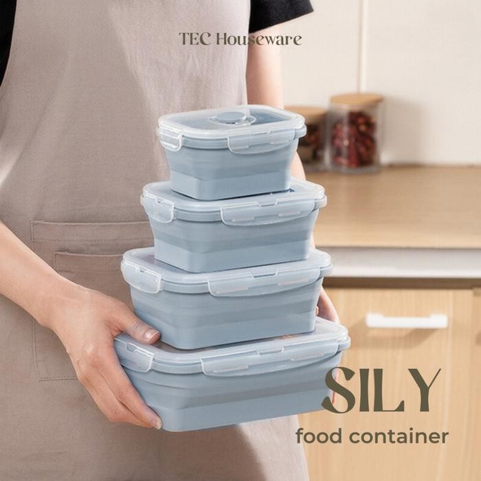 

TECSILY Kotak Makan Silikon Food Container Silicon Expandable Tempat Makan Silikon Wadah Lipat