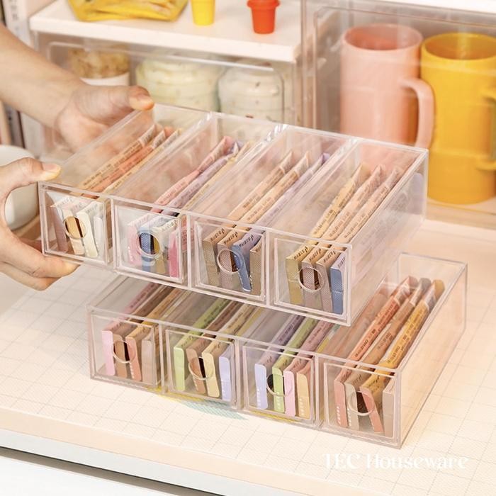 

TECMAKITU Organizer Box Snacks Rak Laci Bening Penyimpanan Makanan Perintilan Organizer Kamar Dapur
