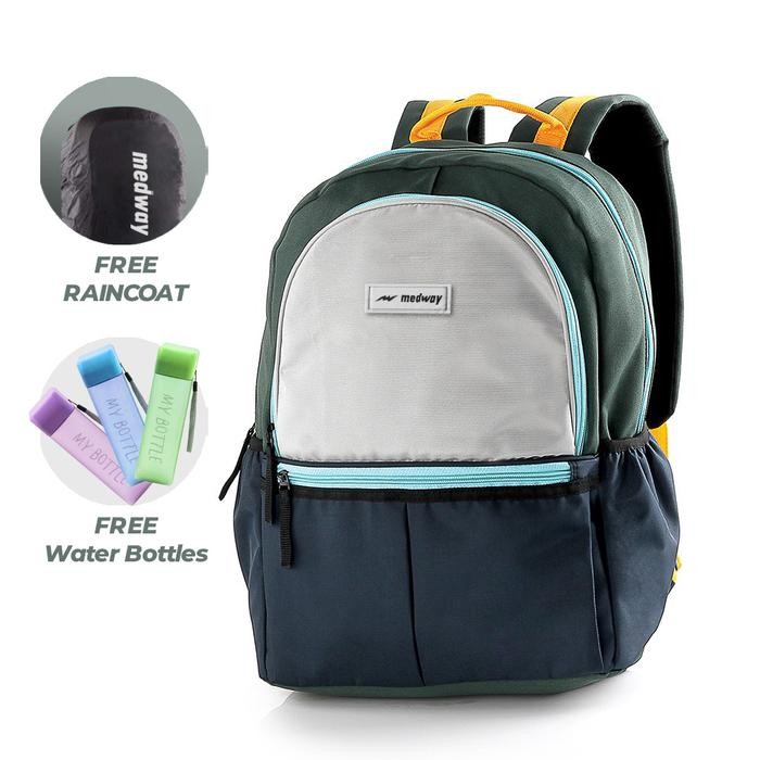 

MEDWAY Tas ransel sekolah TK SD SMP SMA anak perempuan dan laki-laki warna Army-Navy-Abu Muda / Tas