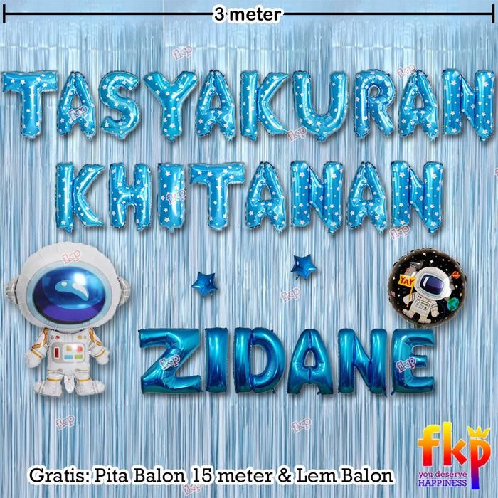 Paket Dekorasi Tasyakuran Khitanan / Sunatan Dekor Balon Tema Astronot Terlaris
