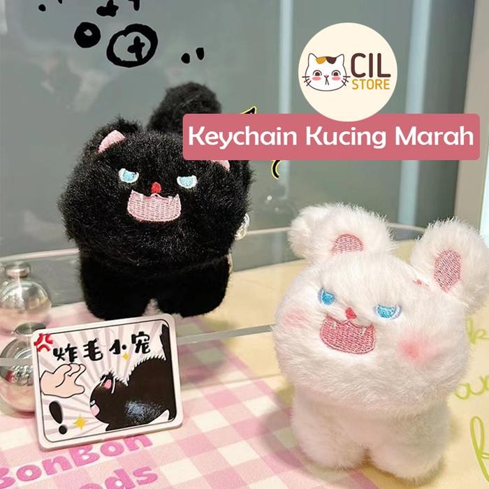 Gantungan Kunci Tas Boneka Kucing Marah/Cute Cat Bag Keychain Lucu