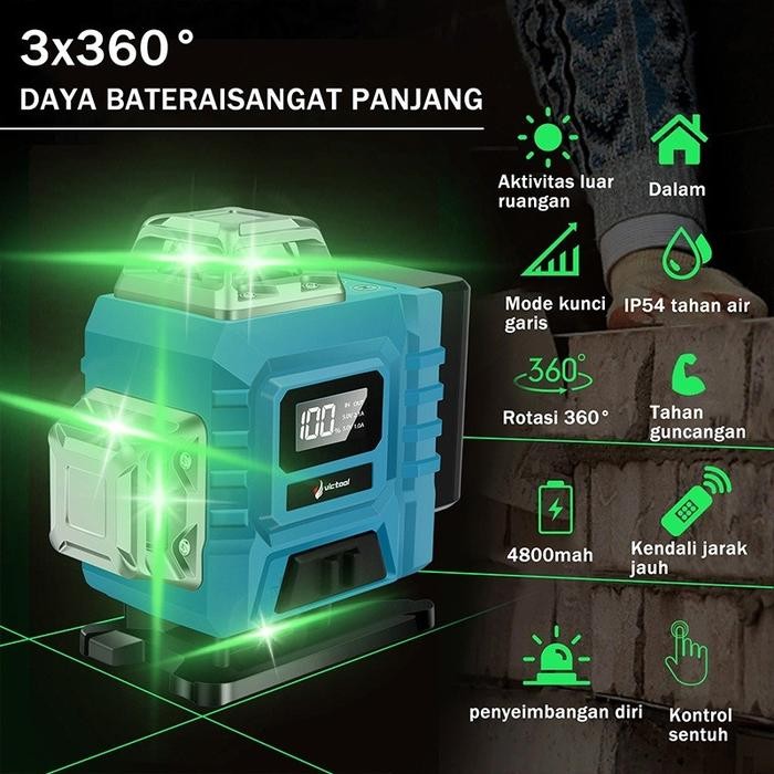 

Ready- Dewei 8/12/16 Level Line Waterpass Laser Tukang Bangunan Multifungsi Waterpass Digital