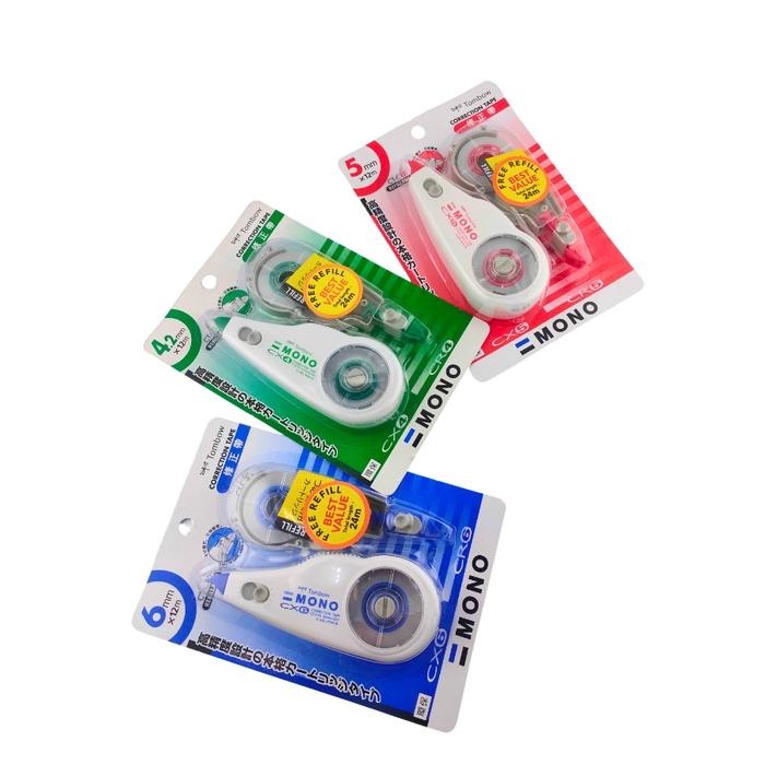 

Ready- Tombow Correction Tape Mono Cx 4.2Mm / 5Mm / 6Mm X 12M W/Refill - Tipex Pita Kertas