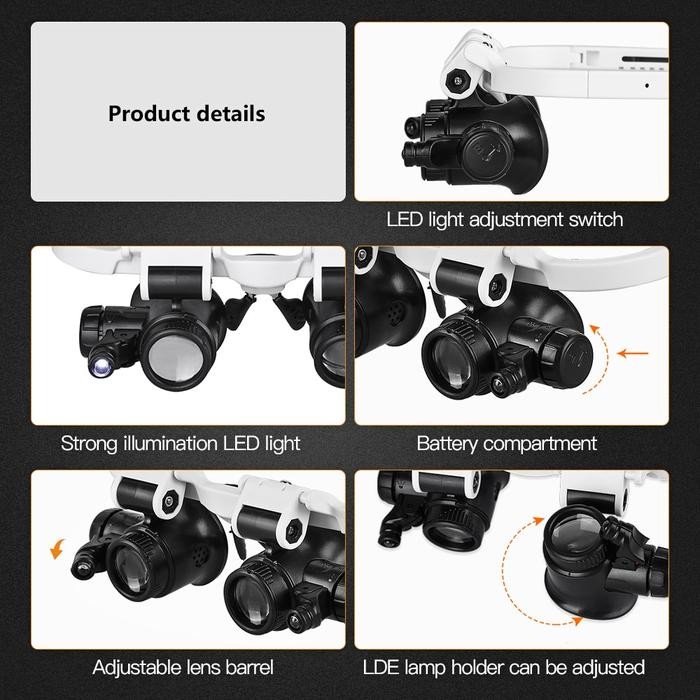 

Ready- Kaca Mata Servis Jam Led / Kacamata Pembesar / Lampu Reparasi / Eyelas