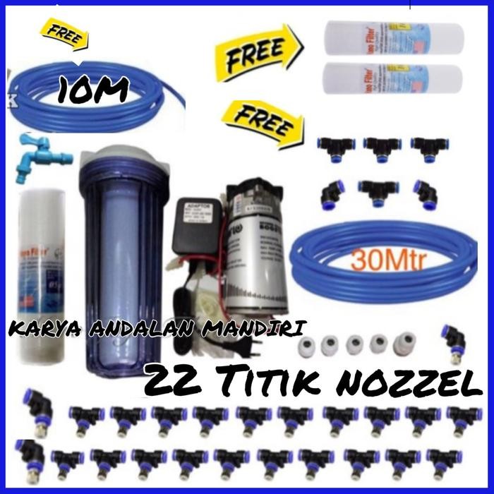 Terbatas Mesin Kabut Walet Lengkap Set 22 Titik Nozzle Sprayer Misting Kabut