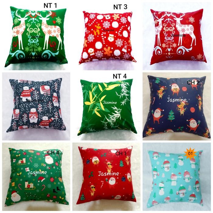Sarung Bantal Sofa Murah Motif Natal 40X40 Pasti Diskon