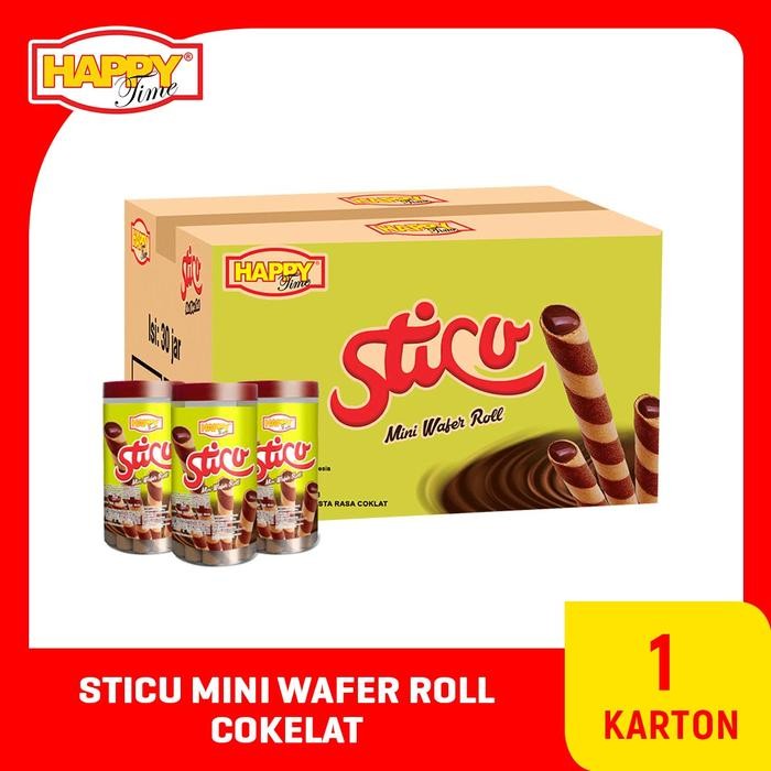 

New Happy Time Astor Sticu Wafer Mini Roll Chocolate (1 Karton isi 30 Toples) Coklat Kering