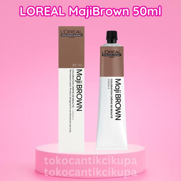 LOREAL MajiBrown 50ml Cat Rambut Coklat Penutup Uban Permanen Hair Color Professional Salon