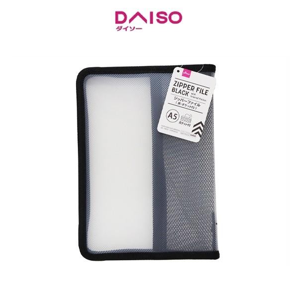 

Daiso A5 Zipper file Black with internal pocket