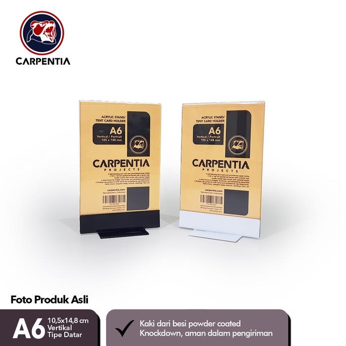 

Carpentia Stand Akrilik Kaki Besi /Datar A6 Vertikal 10,5x14,8cm /Tent