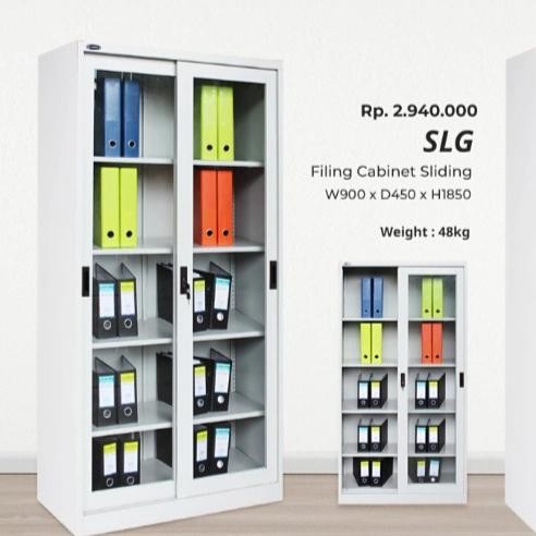 

Lemari arsip Lunar SLG sliding kaca warna light grey