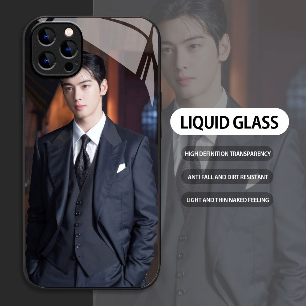 Tempered Glass case For Apple iPhone 11 12 13 mini 14 15 Plus Pro Max ASTRO cha eun woo Casing HP Cu