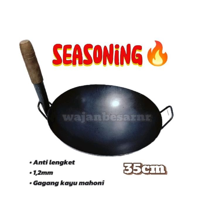 WAJAN BAJA HITAM ANTI LENGKET UKURAN 35CM / WAJAN WOK / WAJAN NASI GORENG / WAJAN PLAT BAJA HITAM