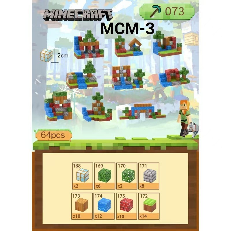 MCM-3 Magnetic building blok 4d mainan diy magnetik puzzle cubes balok blok susun rakit bangunan blo