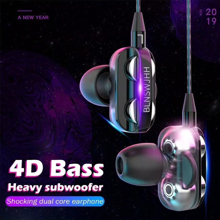 Headset 4D Bass Double Speaker Stereo 3.5MM Wired Ear Phone Dual Drive