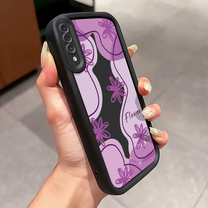 Casing Hp Untuk Samsung Galaxy A50 A50s A30s Case Bunga ungu Kasing tipis Perlindungan Kesing Siliko