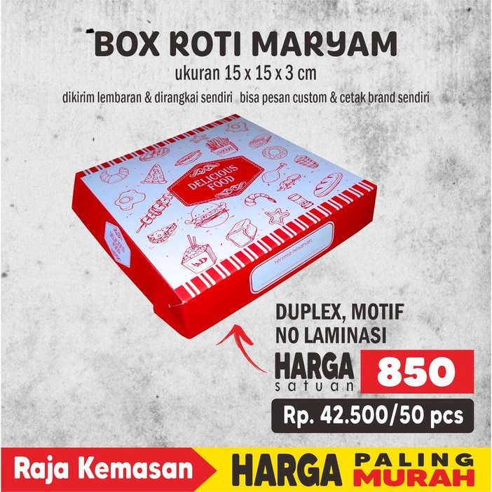 BOX ROTI MARYAM, KOTAK ROTI MARYAM, DUS ROTI MARYAM, BOX ROTI CANE Kode 1109
