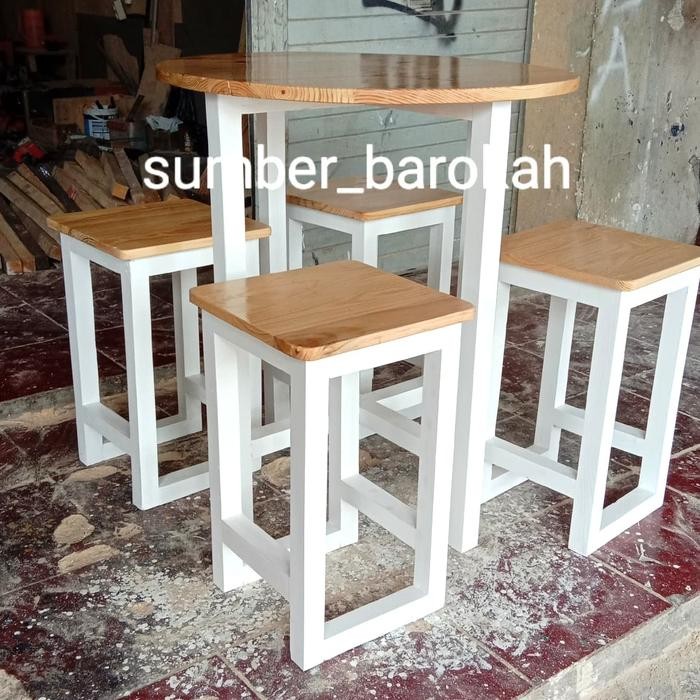 (149). Meja Makan, Meja Warung Makan, Meja Bakso Bulat. Full Kayu Jati Belanda